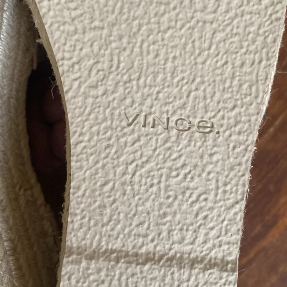 VINCE Women's Classic Espadrille Wedge Sandal Color: Dune Tan Leather size 8